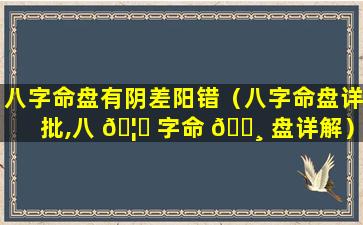 八字命盘有阴差阳错（八字命盘详批,八 🦄 字命 🌸 盘详解）